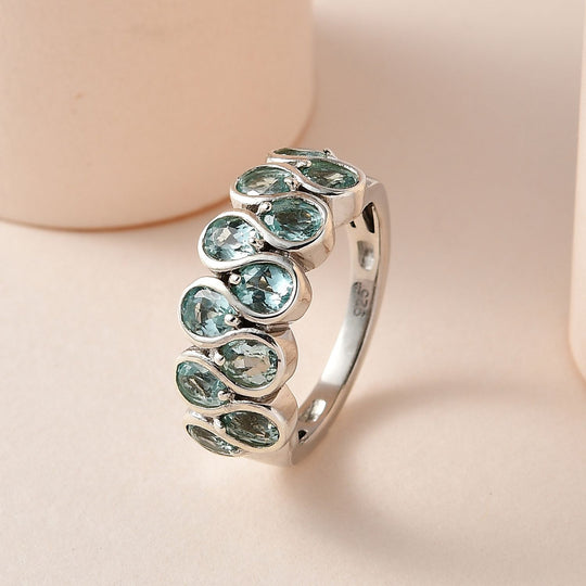 Minz Apatit Ring, 925 Silber platiniert ca. 2.20 ct