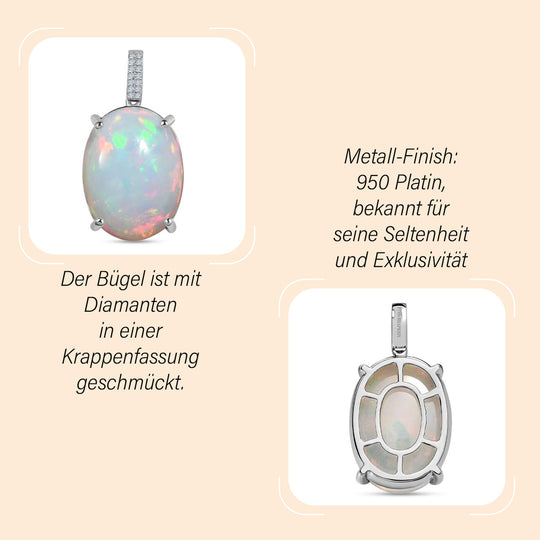 RHAPSODY AAAA Natürlicher, äthiopischer Welo Opal, Weißer Diamant Anhänger, 950 Platin, ca. 14.76 ct