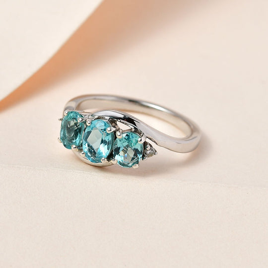 Minz Apatit Ring, 925 Silber platiniert ca. 1.31 ct