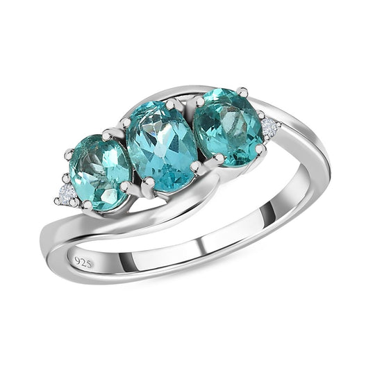 Minz Apatit Ring, 925 Silber platiniert ca. 1.31 ct