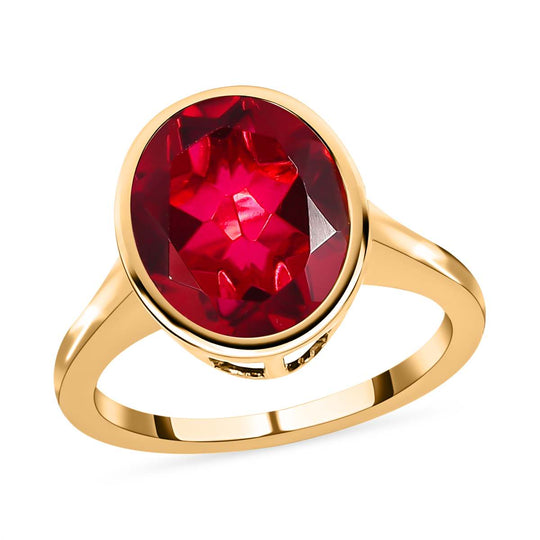 Magenta Rosa Quarz Triplette Ring, 925 Silber vergoldet ca. 5.25 ct