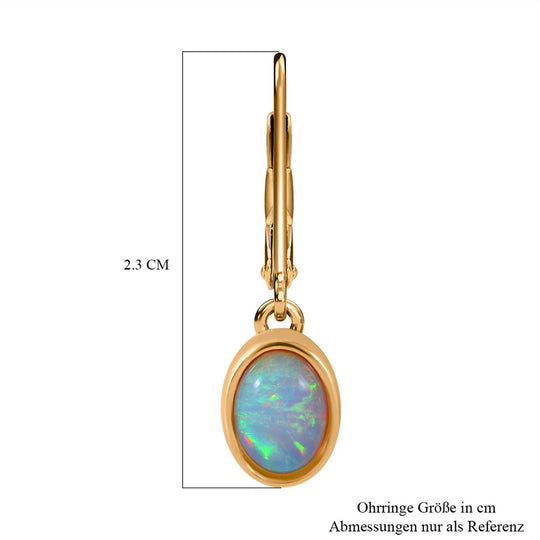 AA Natürlicher, äthiopischer Welo Opal Ohrringe, 925 Silber vergoldet ca. 1.03 ct