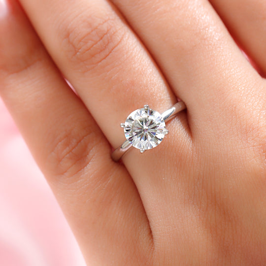 VS Moissanit Ring 925 Silber Platiniert (Größe 19.00) ca. 2,06 ct