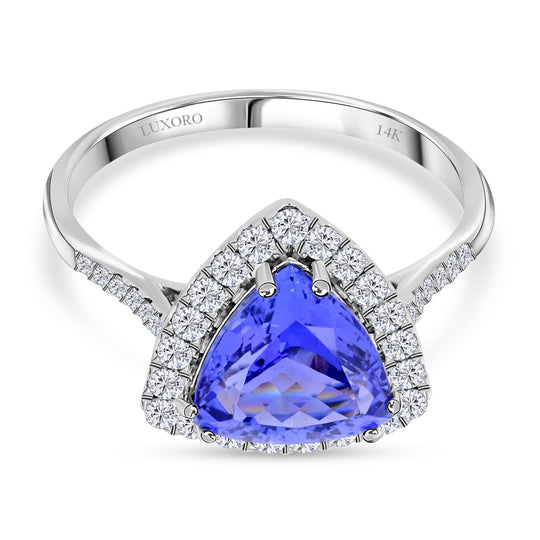 LUXORO AAA Tansanit, Weißer Diamant AGI zertifiziert Ring 585 Gold (Größe 18.00) (10-15 Werktage Lieferzeit) ca. 3.25 ct