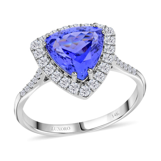 LUXORO AAA Tansanit, Weißer Diamant AGI zertifiziert Ring 585 Gold (Größe 18.00) (10-15 Werktage Lieferzeit) ca. 3.25 ct