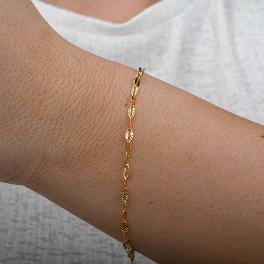 Diamantschliff Anker Armband, 925 Silber vergoldet, ca. 19 cm