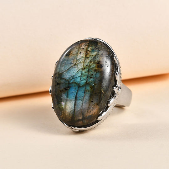 Labradorit Ring, Edelstahl ca. 25.28 ct
