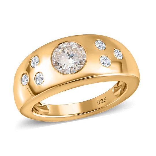 Moissanit Ring, 925 Silber vergoldet ca. 0.88 ct