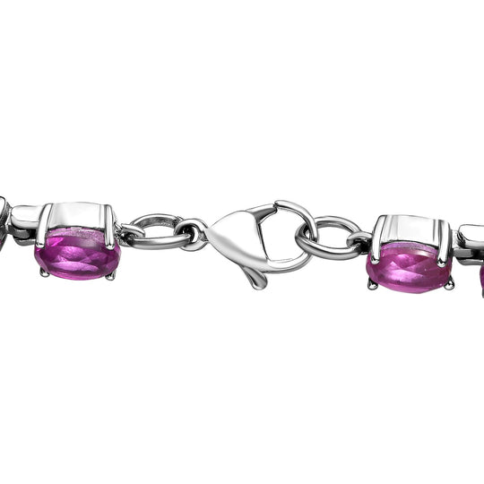 Orchidee Farbene Quarz Triplette Armband, ca. 18 cm, Edelstahl ca. 12.44 ct