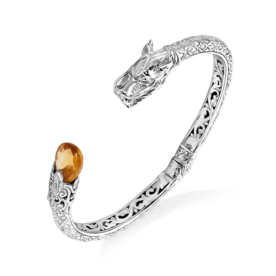 Royal Bali Kollektion- Citrin 19cm Armreif, 925 Silber - 3,56 ct.