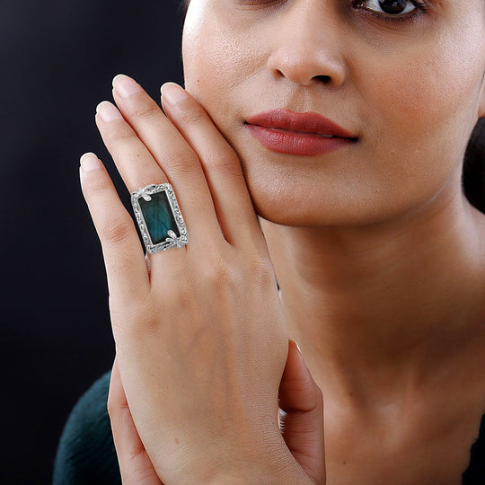 Royal Bali Kollektion - Labradorit Ring, 925 Silber ca. 25.27 ct