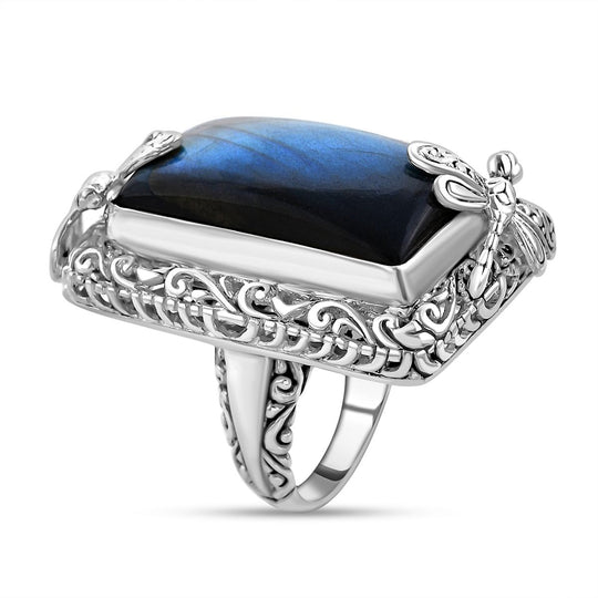 Royal Bali Kollektion - Labradorit Ring, 925 Silber ca. 25.27 ct