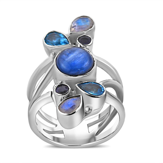 Sajen Silber - Kyanit, Blau Topas Ring, 925 Silber (Größe 16.00) ca. 4.89 ct