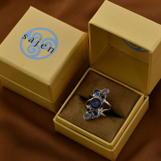 Sajen Silber - Kyanit, Blau Topas Ring, 925 Silber (Größe 16.00) ca. 4.89 ct