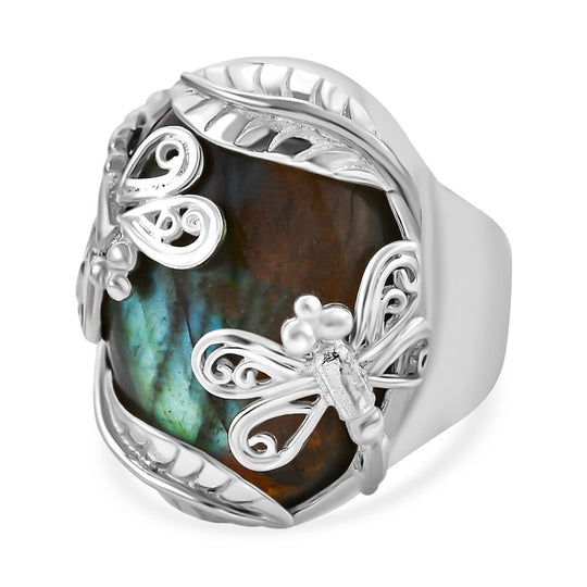 Sajen Silber - Labradorit Ringe 925 Silber (Größe 16.00) ca. 22.98 ct