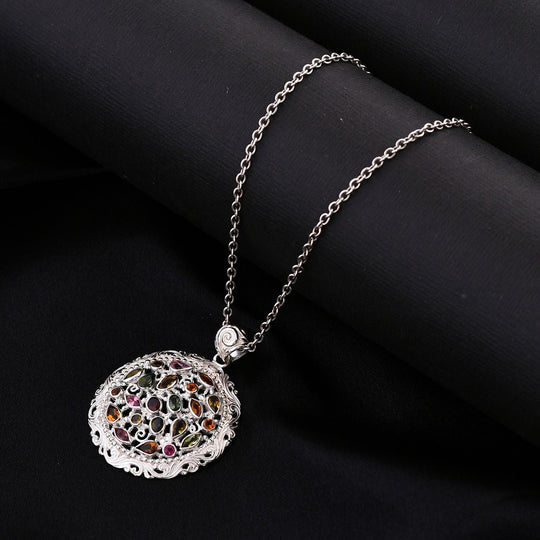 Mehrfarbig-Turmalin Anhänger 925 Silber ca. 3,35 ct.
