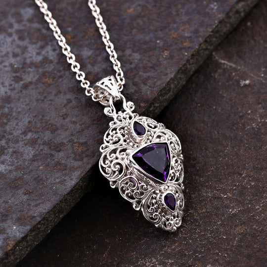 Royal Bali - Afrikanischer Amethyst Anhänger, 925 Silber, ca. 3.75 ct