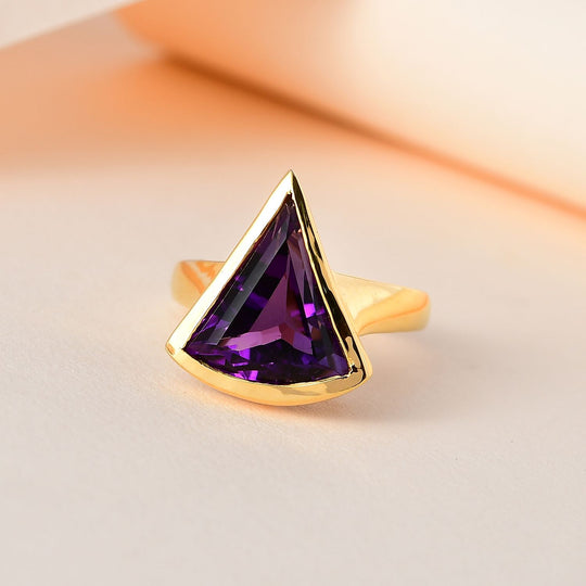 Afrikanischer Amethyst Ring, 925 Silber Gelbgold Vermeil ca. 5.65 ct