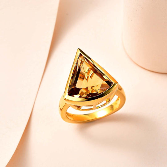 Citrin Ring, 925 Silber Gelbgold Vermeil, ca. 5.59 ct