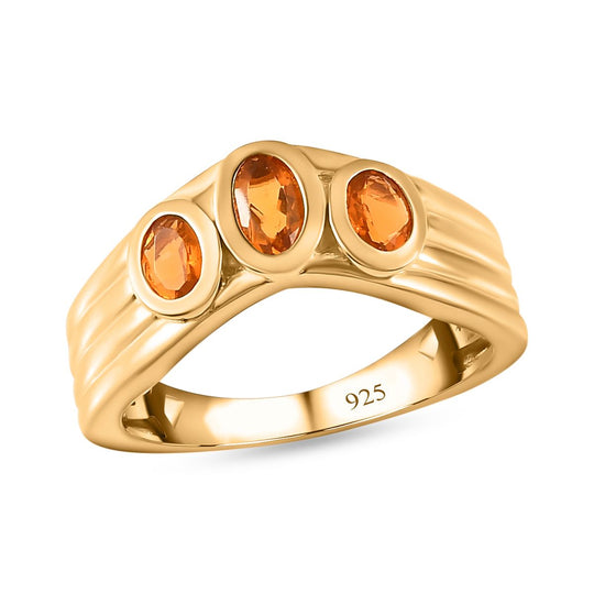 Salamanca Feueropal Ring, 925 Silber vergoldet, ca. 0.40 ct