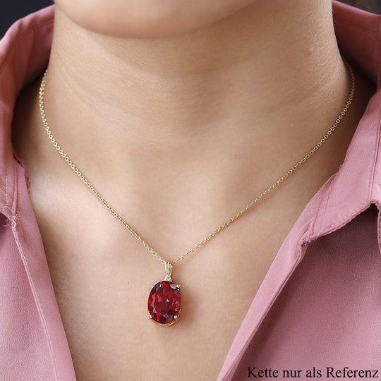 Lab Created Padparadscha-Saphir, Weißer Zirkon Anhänger, 925 Silber Gelbgold Vermeil, ca. 13.05 ct
