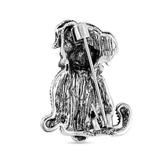 Mehrfarbiger Kristall Hund Brosche, Antik-silber-Plattierung