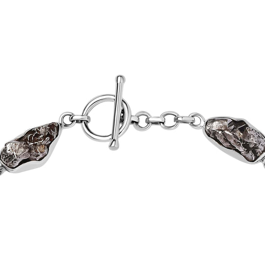 Muonionalusta Meteorit Armband, ca. 19 cm, 925 Silber rhodiniert, ca. 72.16 ct