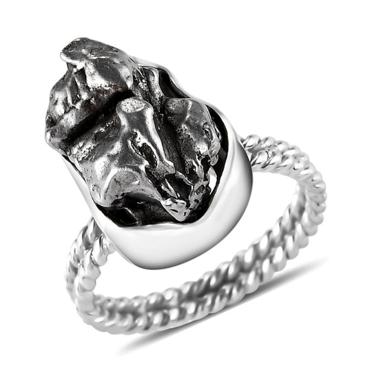 Meteorit Ring, 925 Silber rhodiniert, ca. 18.00 ct