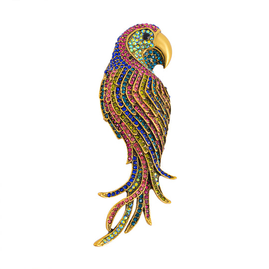 Mehrfarbiger Kristall Brosche, Antikes Gold, Macau