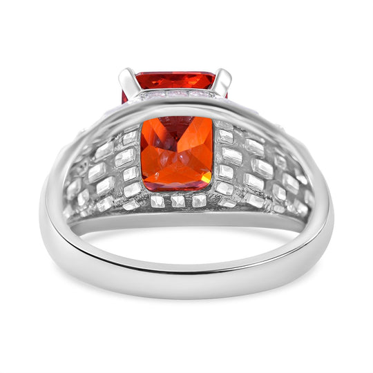 Orange Zirkonia, Weißer Zirkonia Ring, 925 Silber rhodiniert,