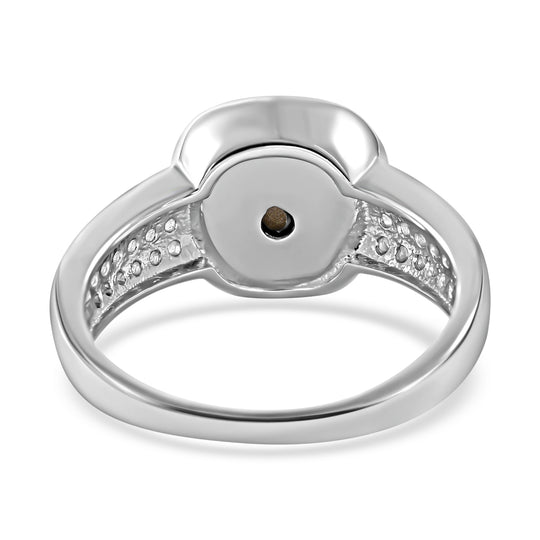 LUSTRO STELLA - Champagner Zirkonia, Weißer Zirkonia Ring, 925 Silber rhodiniert ca. 9.03 ct