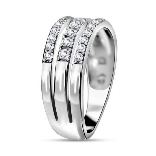 Lustro Stella - Weißer Zirkonia Ring, 925 Silber rhodiniert (Größe 20.00)