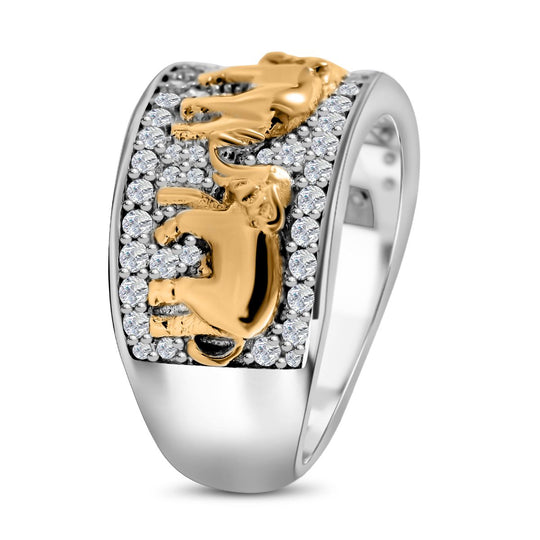LUSTRO STELLA - Weißer Zirkonia Ring, 925 Silber, , Elefantenmuster, ca. 1.51 ct