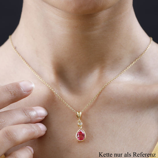 Sunset Quarz Triplette, Weißer Zirkon Anhänger, 925 Silber Gelbgold Vermeil, ca. 2.13 ct