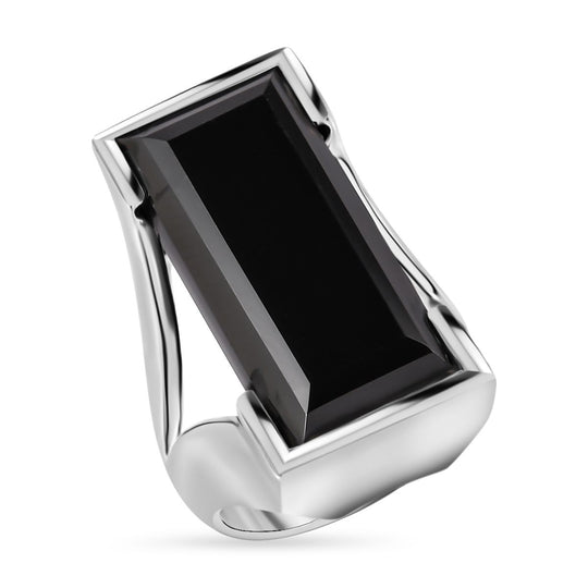 Schwarzer Spinell Ring, platiniert ca. 33.51 ct