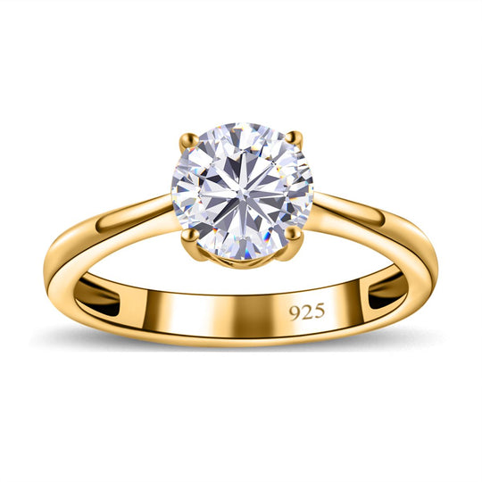 Moissanit Ring, 925 Silber Gelbgold Vermeil, ca. 1.13 ct
