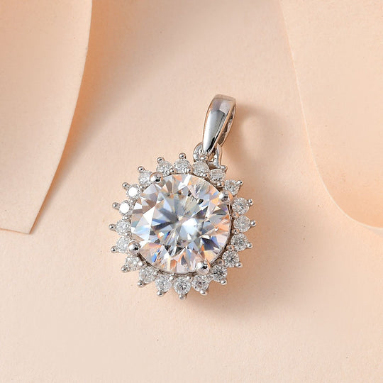 Moissanit Anhänger, 925 Silber platiniert, ca. 3.86 ct