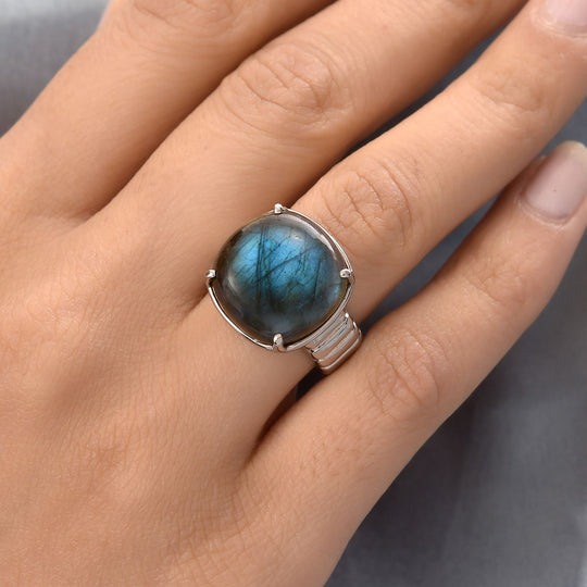 Labradorit Ring, Edelstahl ca. 14.17 ct