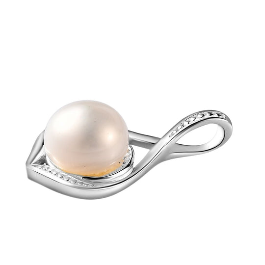 Süßwasser Perle, Weißer Zirkon Anhänger 925 Silber