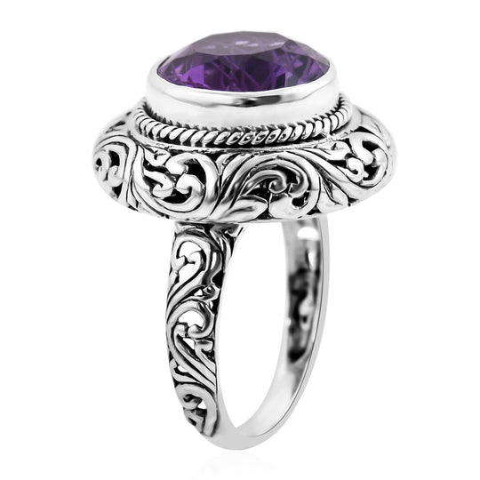 Royal Bali - Afrikanischer Amethyst Ring, 925 Silber, ca. 6.32 ct