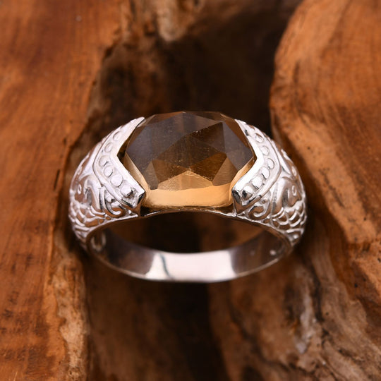 Exklusiver Schliff - Citrin Ring aus 925 Silber, , ca. 7.81 ct