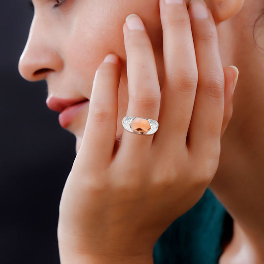 Exklusiver Schliff - Citrin Ring aus 925 Silber, , ca. 7.81 ct