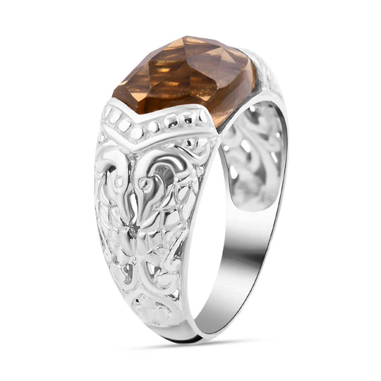 Exklusiver Schliff - Citrin Ring aus 925 Silber, , ca. 7.81 ct