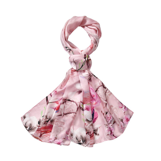LA MAREY - 100% Maulbeerseidenschal, 55x170cm, Mohnblume