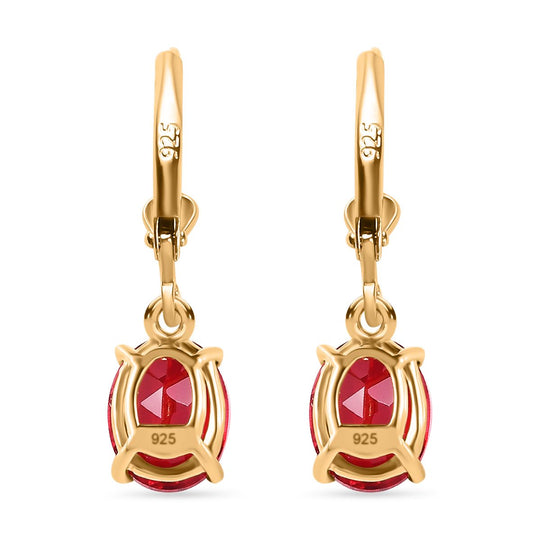 Lab Grown Padparadscha-Saphir Ohrringe, 925 Silber Gelbgold Vermeil, ca. 5.29 ct