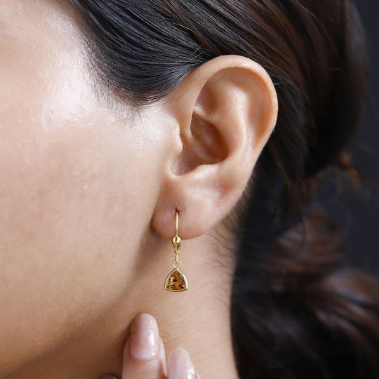 Serra Gaucha Citrin Ohrringe, 925 Silber Gelbgold Vermeil, ca. 1.32 ct