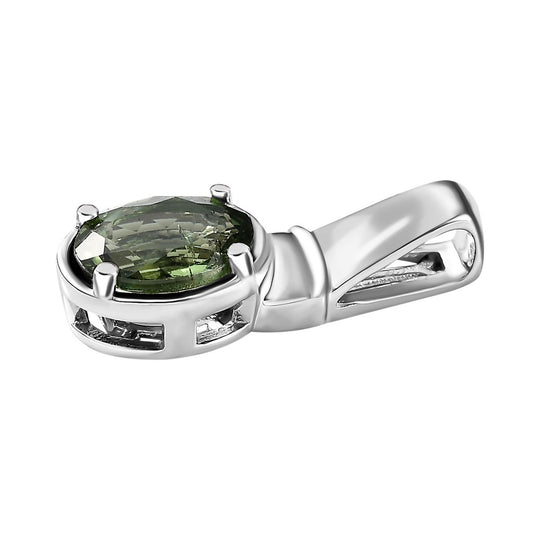 Natürlicher grüner Apatit Anhänger, 925 Silber platiniert ca. 1.18 ct