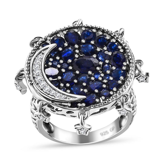 GP Celestial Kollektion - Masoala Saphir (Fissure gefüllt) Ring, 925 Silber platiniert ca. 5.55 ct