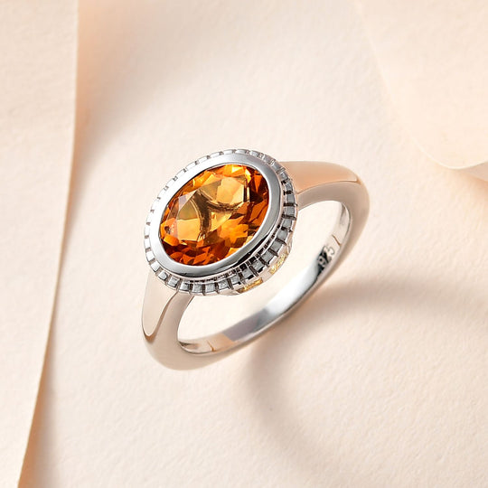 AA Serra Gaucha Citrin Ring, 925 Silber platiniert, ca. 1.63 ct