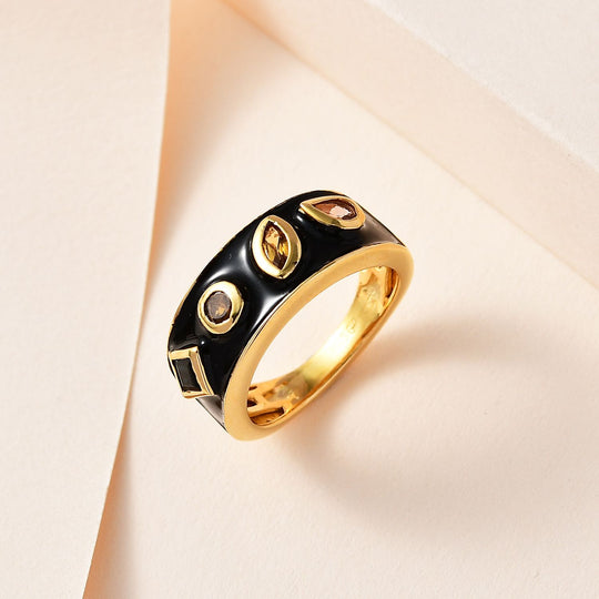 GP Royal Kollektion - mehrfarbige Turmalin Ring, 925 Silber Gelbgold Vermeil ca. 0.59 ct